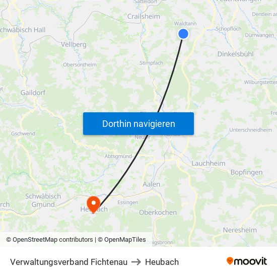 Verwaltungsverband Fichtenau to Heubach map