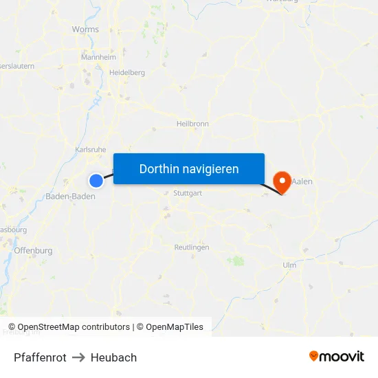 Pfaffenrot to Heubach map
