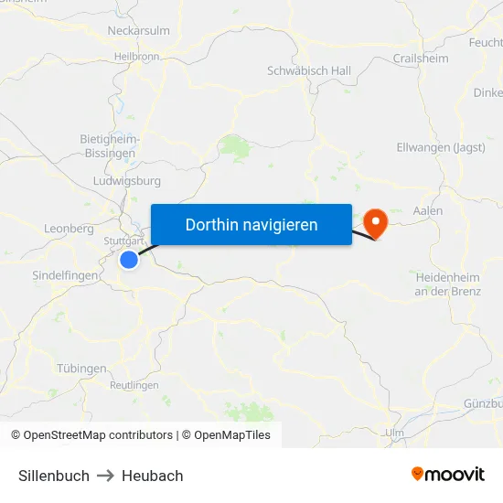 Sillenbuch to Heubach map