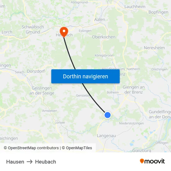 Hausen to Heubach map
