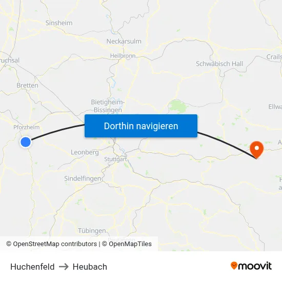 Huchenfeld to Heubach map