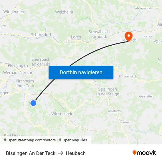 Bissingen An Der Teck to Heubach map