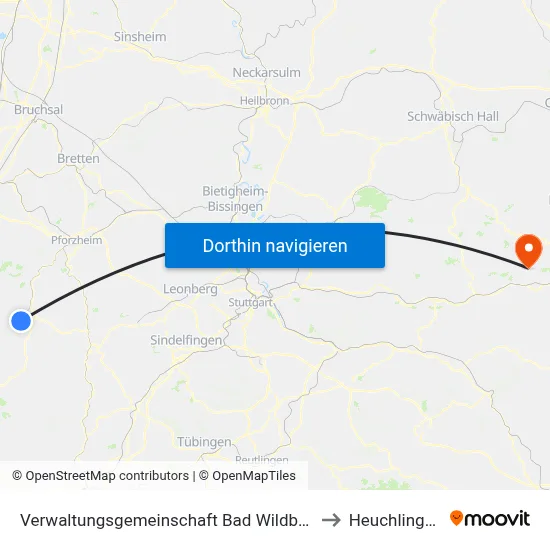 Verwaltungsgemeinschaft Bad Wildbad to Heuchlingen map