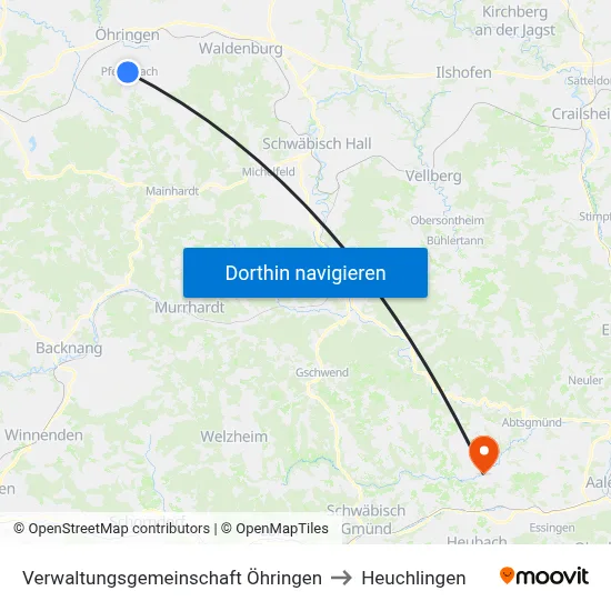 Verwaltungsgemeinschaft Öhringen to Heuchlingen map