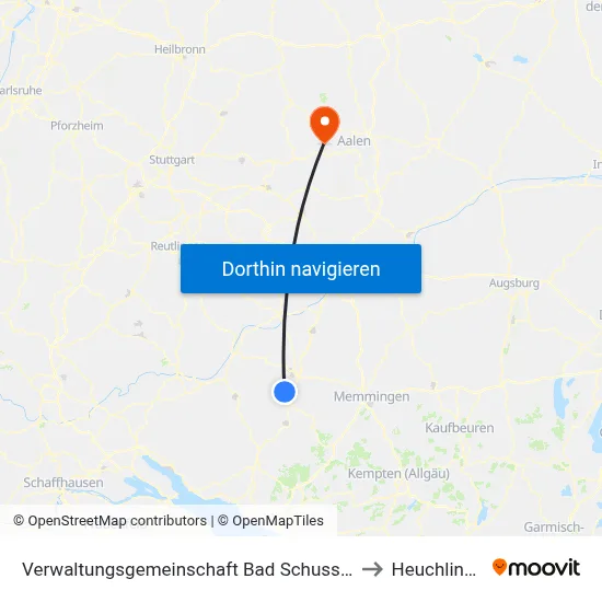 Verwaltungsgemeinschaft Bad Schussenried to Heuchlingen map
