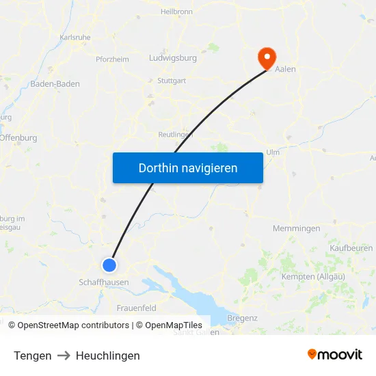 Tengen to Heuchlingen map
