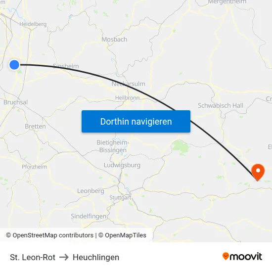 St. Leon-Rot to Heuchlingen map