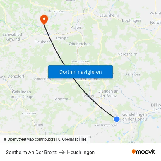 Sontheim An Der Brenz to Heuchlingen map