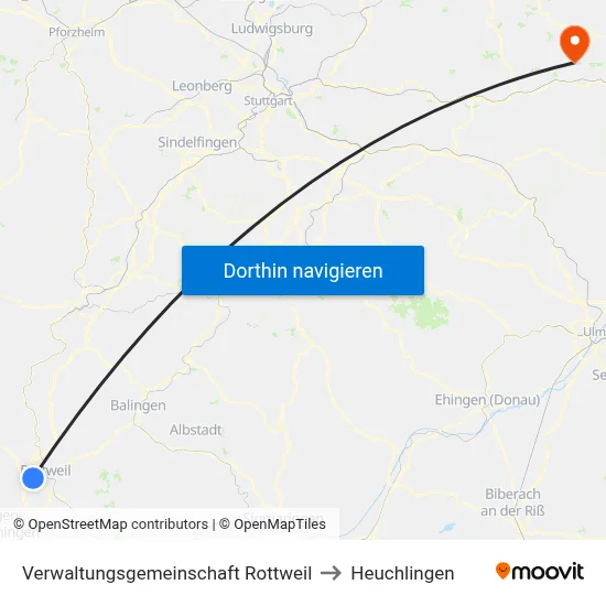 Verwaltungsgemeinschaft Rottweil to Heuchlingen map