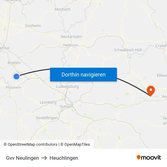Gvv Neulingen to Heuchlingen map