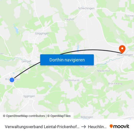 Verwaltungsverband Leintal-Frickenhofer Höhe to Heuchlingen map