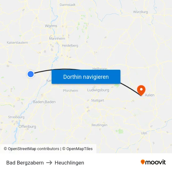 Bad Bergzabern to Heuchlingen map