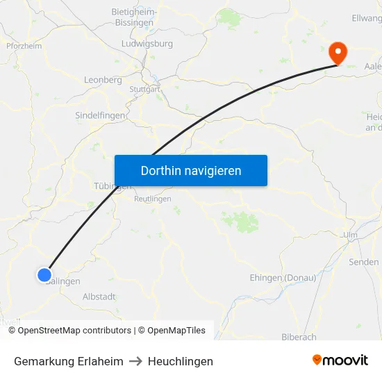 Gemarkung Erlaheim to Heuchlingen map