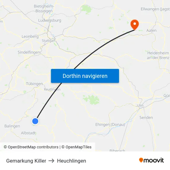 Gemarkung Killer to Heuchlingen map