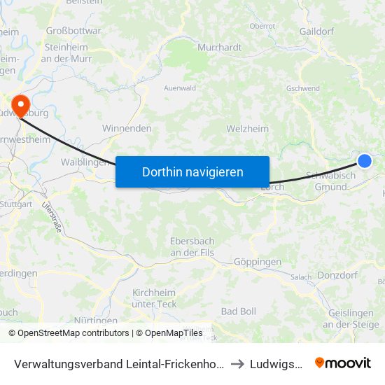Verwaltungsverband Leintal-Frickenhofer Höhe to Ludwigsburg map