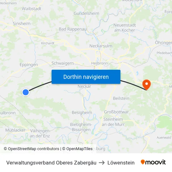 Verwaltungsverband Oberes Zabergäu to Löwenstein map