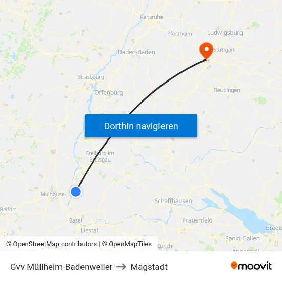 Gvv Müllheim-Badenweiler to Magstadt map