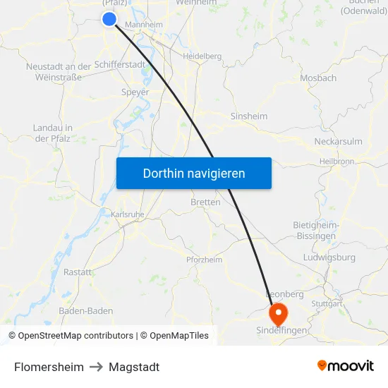 Flomersheim to Magstadt map