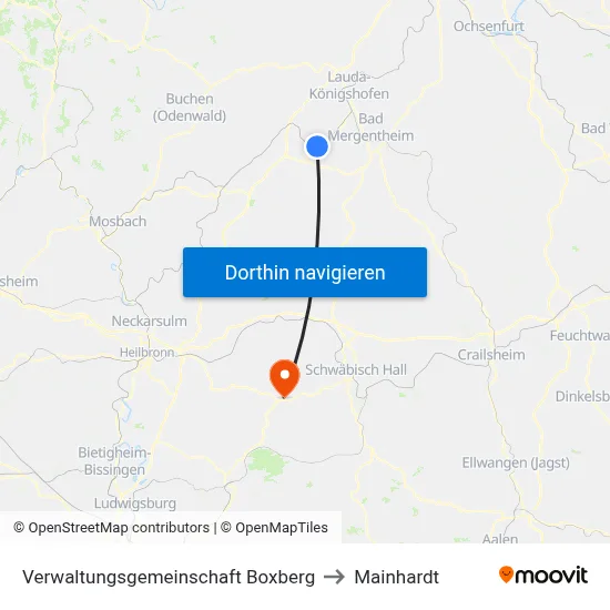Verwaltungsgemeinschaft Boxberg to Mainhardt map