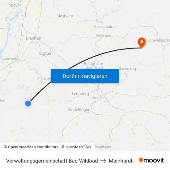 Verwaltungsgemeinschaft Bad Wildbad to Mainhardt map