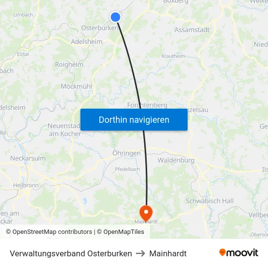 Verwaltungsverband Osterburken to Mainhardt map