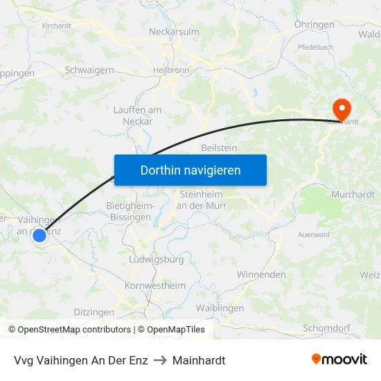 Vvg Vaihingen An Der Enz to Mainhardt map
