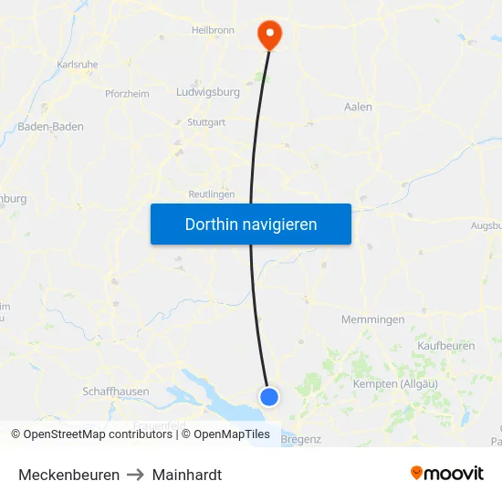 Meckenbeuren to Mainhardt map
