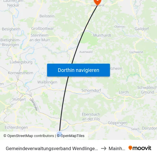 Gemeindeverwaltungsverband Wendlingen am Neckar to Mainhardt map