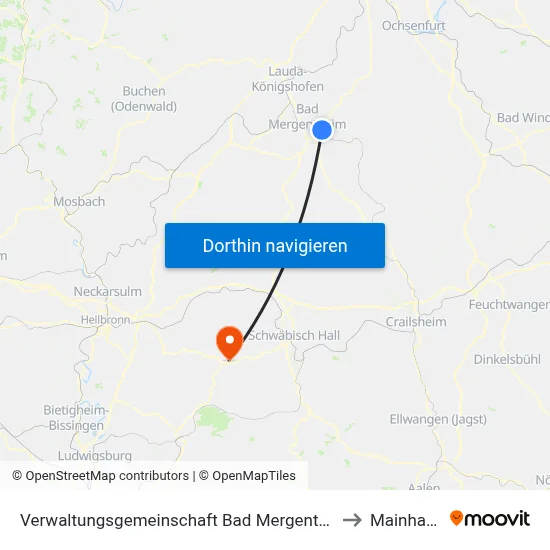 Verwaltungsgemeinschaft Bad Mergentheim to Mainhardt map