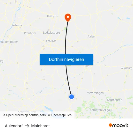 Aulendorf to Mainhardt map