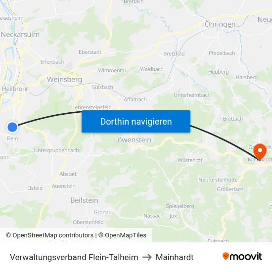 Verwaltungsverband Flein-Talheim to Mainhardt map