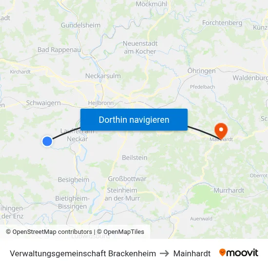 Verwaltungsgemeinschaft Brackenheim to Mainhardt map
