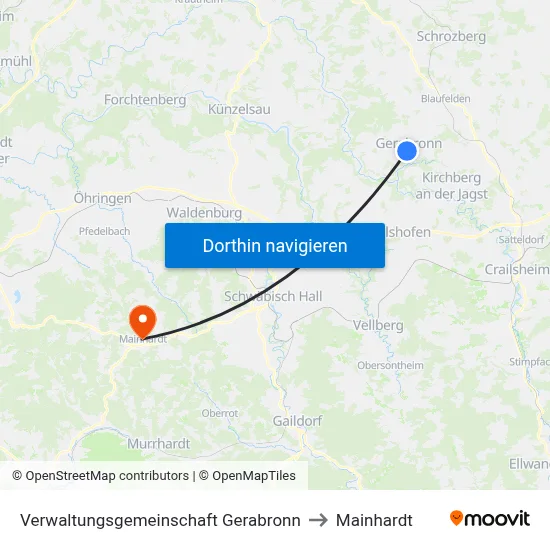 Verwaltungsgemeinschaft Gerabronn to Mainhardt map