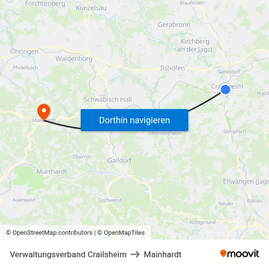 Verwaltungsverband Crailsheim to Mainhardt map