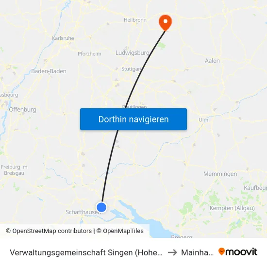 Verwaltungsgemeinschaft Singen (Hohentwiel) to Mainhardt map