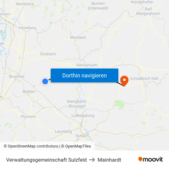 Verwaltungsgemeinschaft Sulzfeld to Mainhardt map