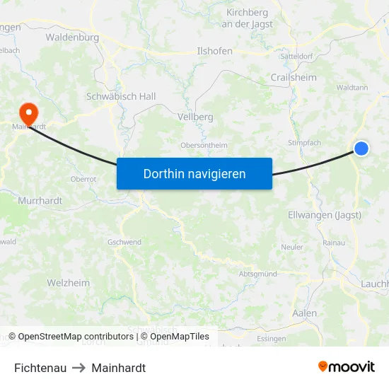 Fichtenau to Mainhardt map