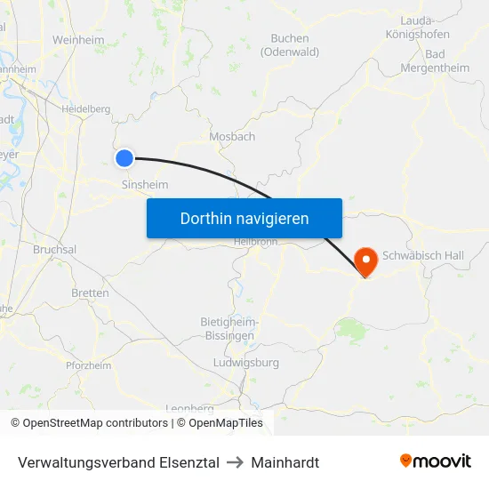 Verwaltungsverband Elsenztal to Mainhardt map