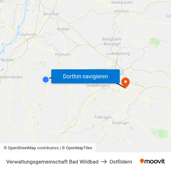 Verwaltungsgemeinschaft Bad Wildbad to Ostfildern map