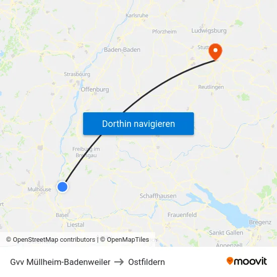 Gvv Müllheim-Badenweiler to Ostfildern map