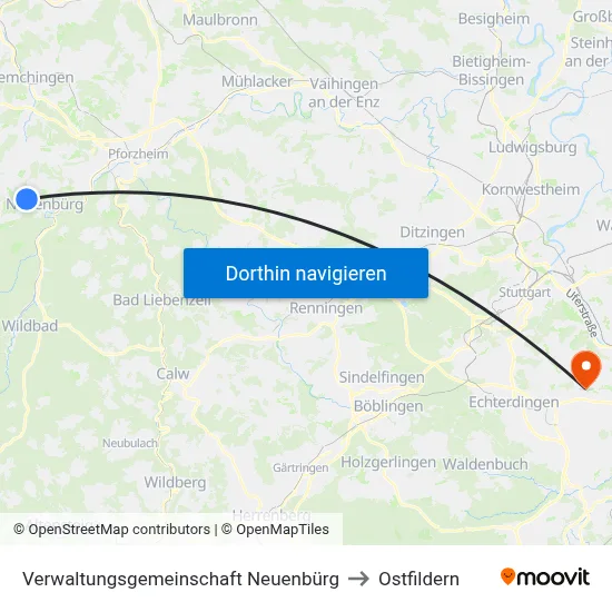 Verwaltungsgemeinschaft Neuenbürg to Ostfildern map