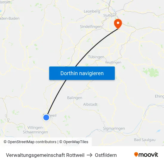 Verwaltungsgemeinschaft Rottweil to Ostfildern map