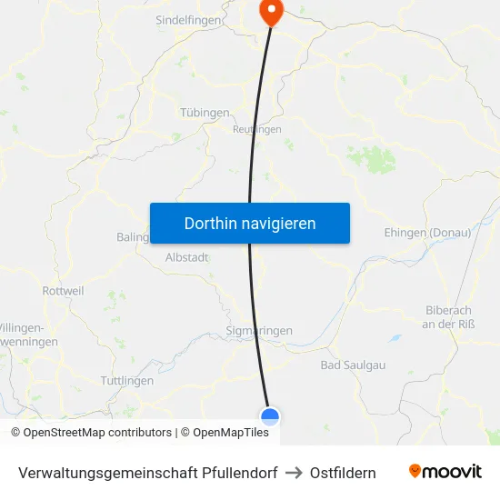 Verwaltungsgemeinschaft Pfullendorf to Ostfildern map