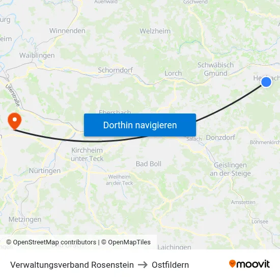 Verwaltungsverband Rosenstein to Ostfildern map