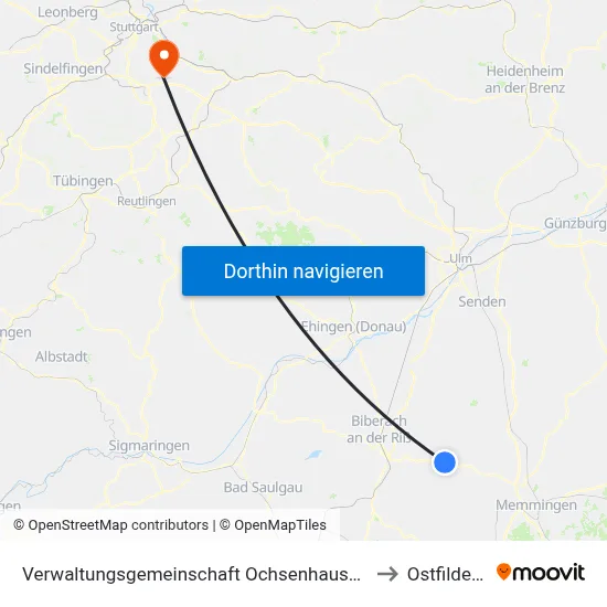 Verwaltungsgemeinschaft Ochsenhausen to Ostfildern map