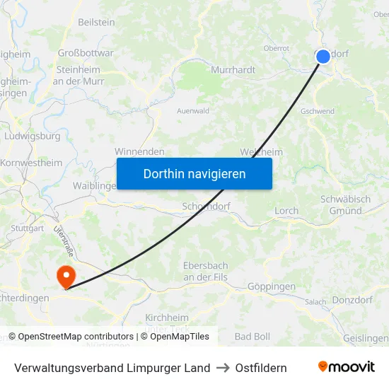 Verwaltungsverband Limpurger Land to Ostfildern map