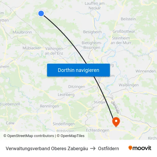Verwaltungsverband Oberes Zabergäu to Ostfildern map