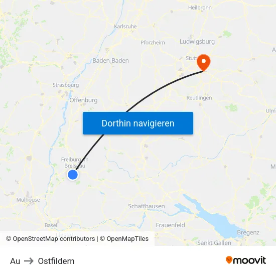 Au to Ostfildern map