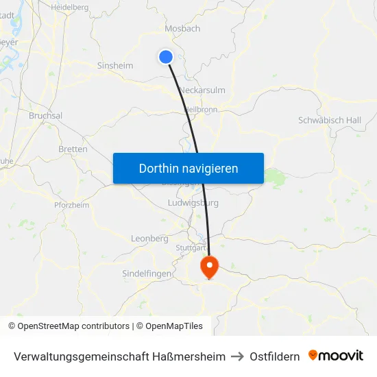 Verwaltungsgemeinschaft Haßmersheim to Ostfildern map
