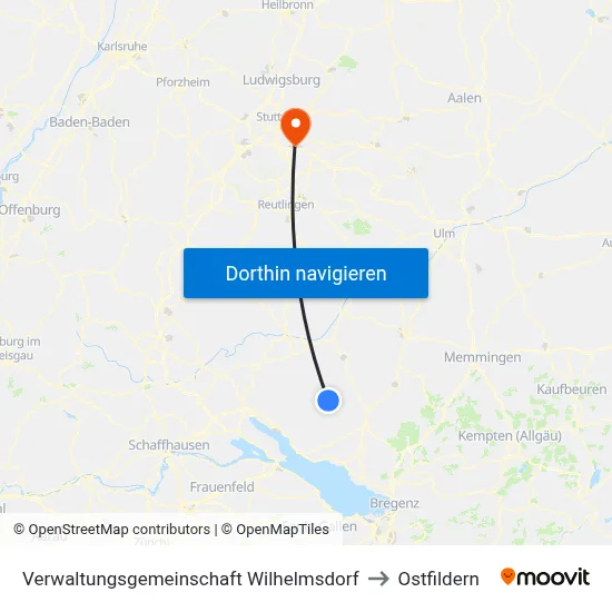 Verwaltungsgemeinschaft Wilhelmsdorf to Ostfildern map